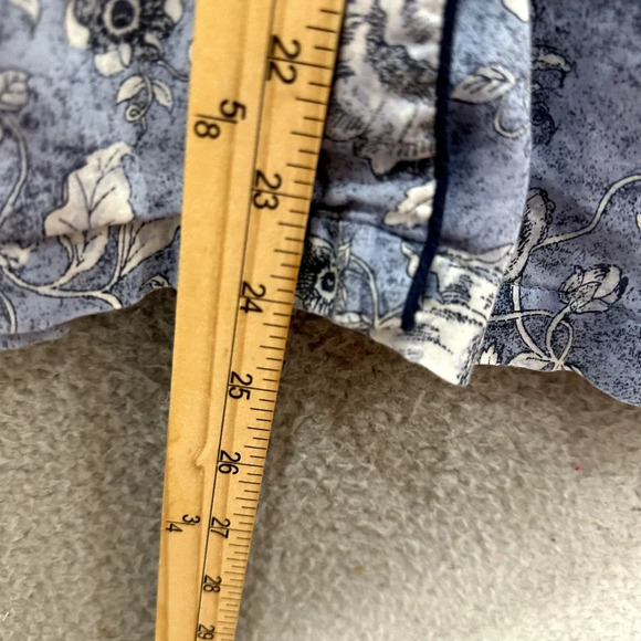 Talbots Button Up Pajama Top Womens Medium Blue Floral Long Sleeve Cotton - Picture 3 of 6